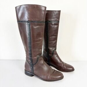 Brighton Vintage 90's Brown Leather Tall Riding Boots Size 10